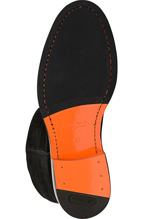 Santoni Fleeces Suede Tall Ranch Boots In Black