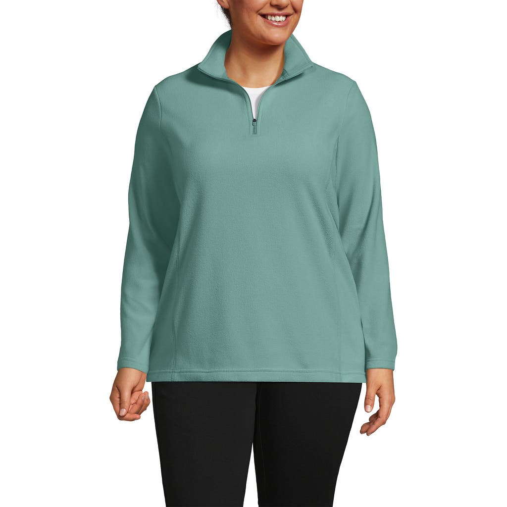 Lands' End Anyweather Fleece Quarter Zip Pullover In Green
