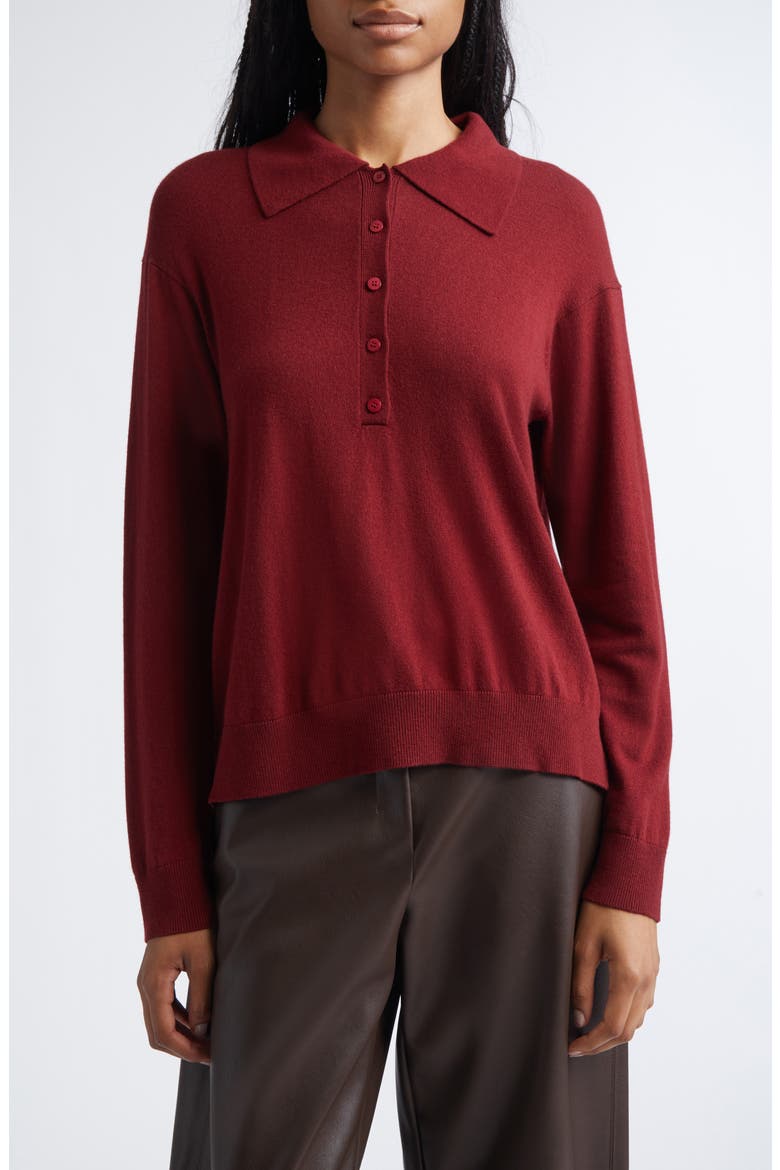 Frisia Wool Polo Sweater, Main, color, RASPBERRY