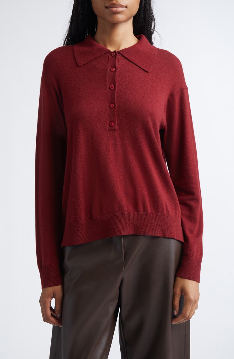 Max Mara Frisia Wool Polo Sweater, Main, color, Raspberry