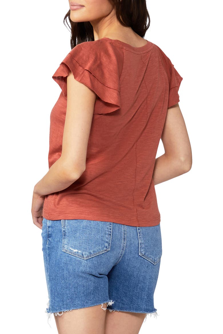 Linnea Ruffle Sleeve T-Shirt, Alternate, color, MUTED CLAY