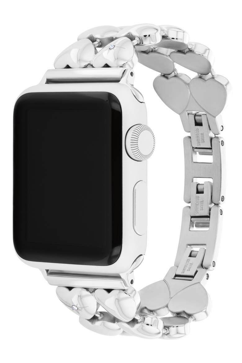 Stainless Steel 20mm Apple Watch® Bracelet Watchband, Alternate, color, SILVER