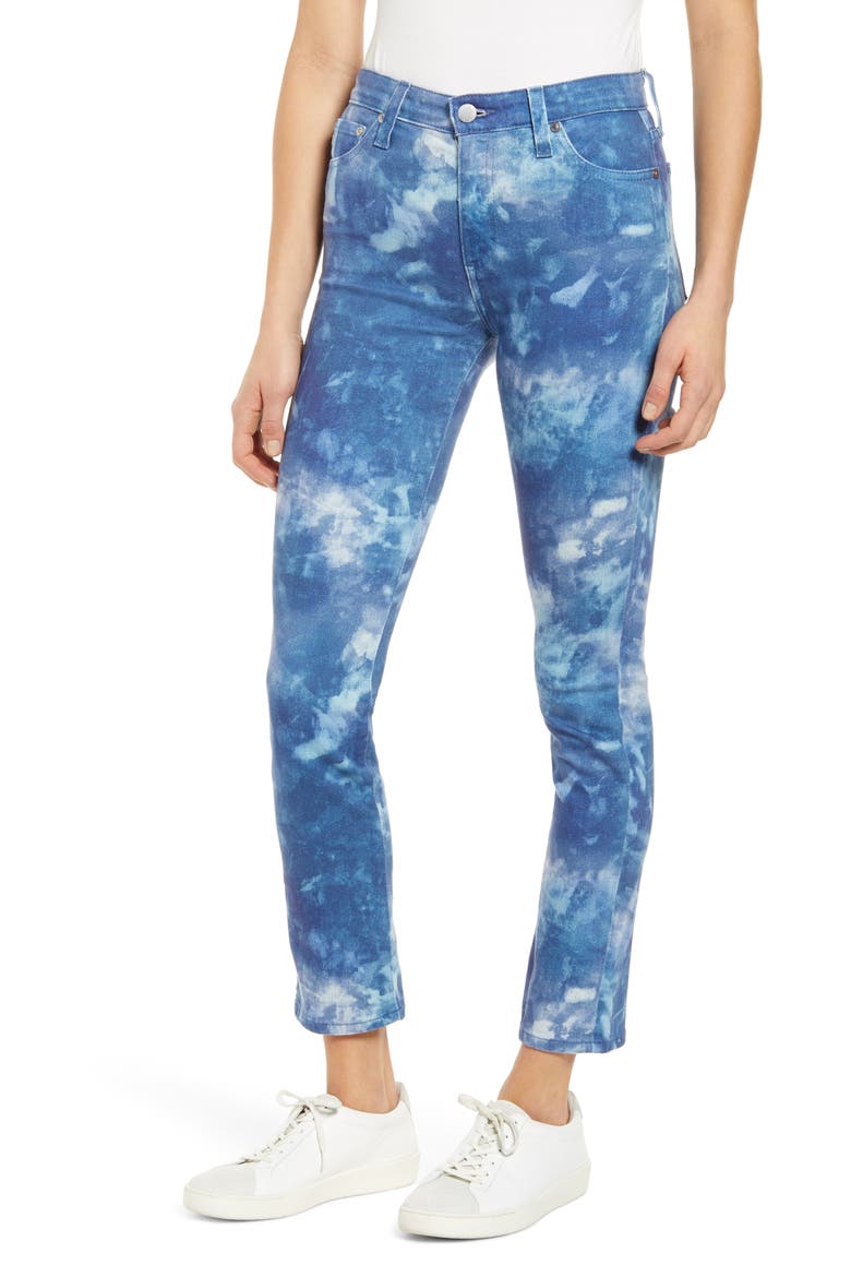 Mari High Waist Slim Straight Leg Jeans, Main, color, ABSTRACT TIEDYE