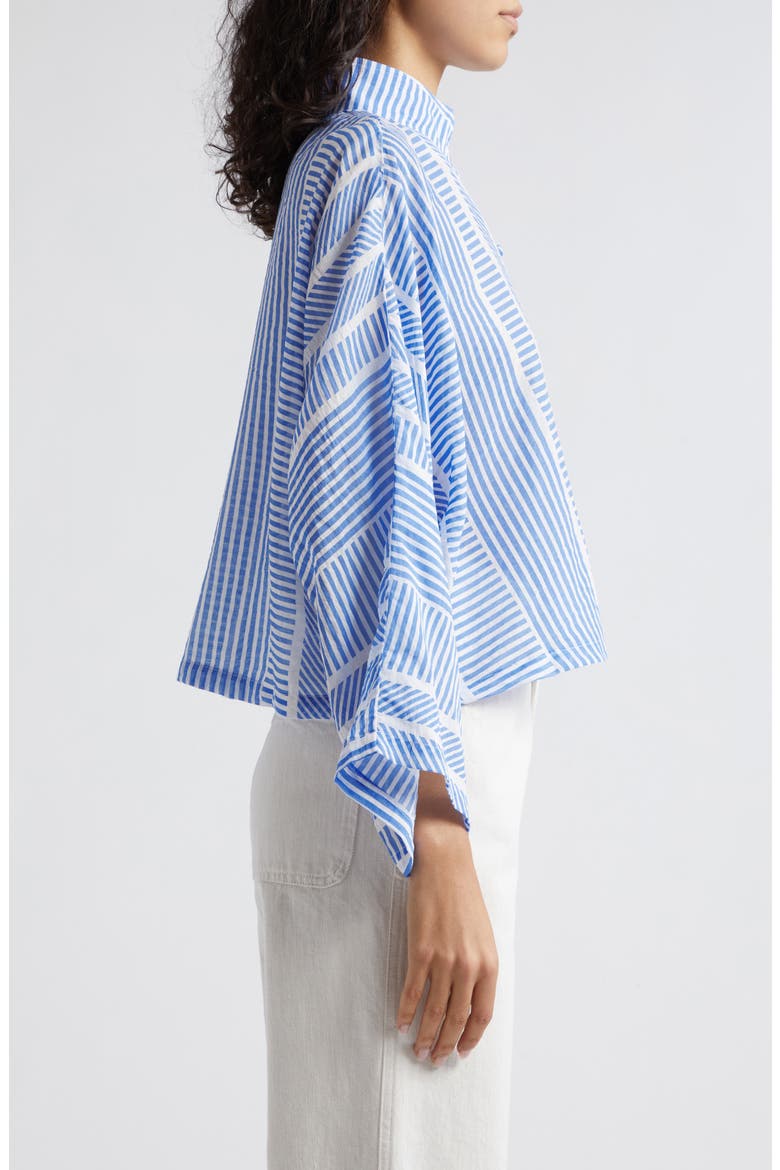 Stripe Cotton Crop Jacket, Alternate, color, BLUE/ WHITE