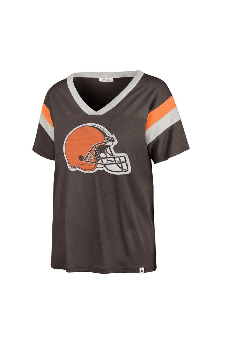 Women's '47 Brown Cleveland Browns Phoenix V-Neck T-Shirt, Main, color, Brown