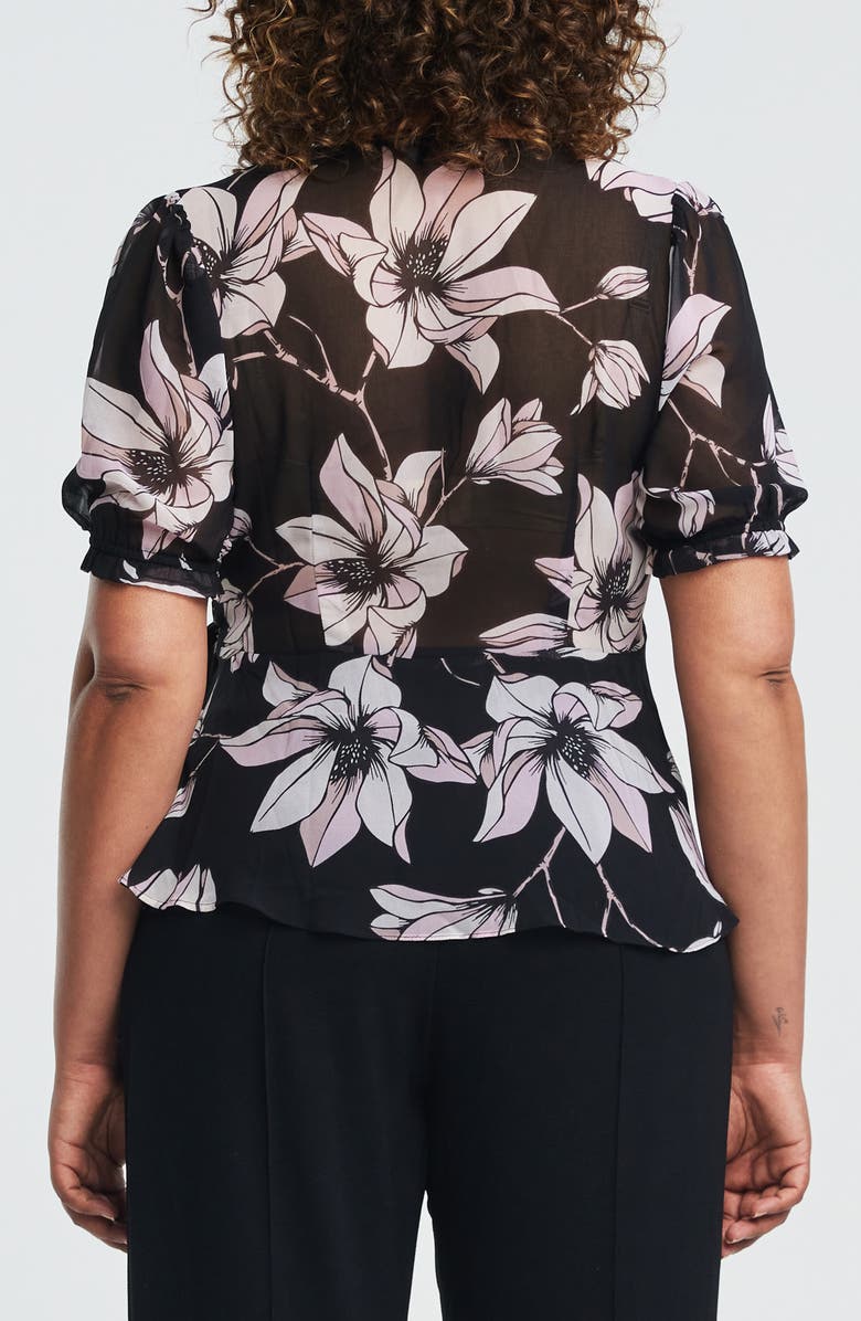Estelle Azalea Floral Mesh Wrap Top, Alternate, color, 