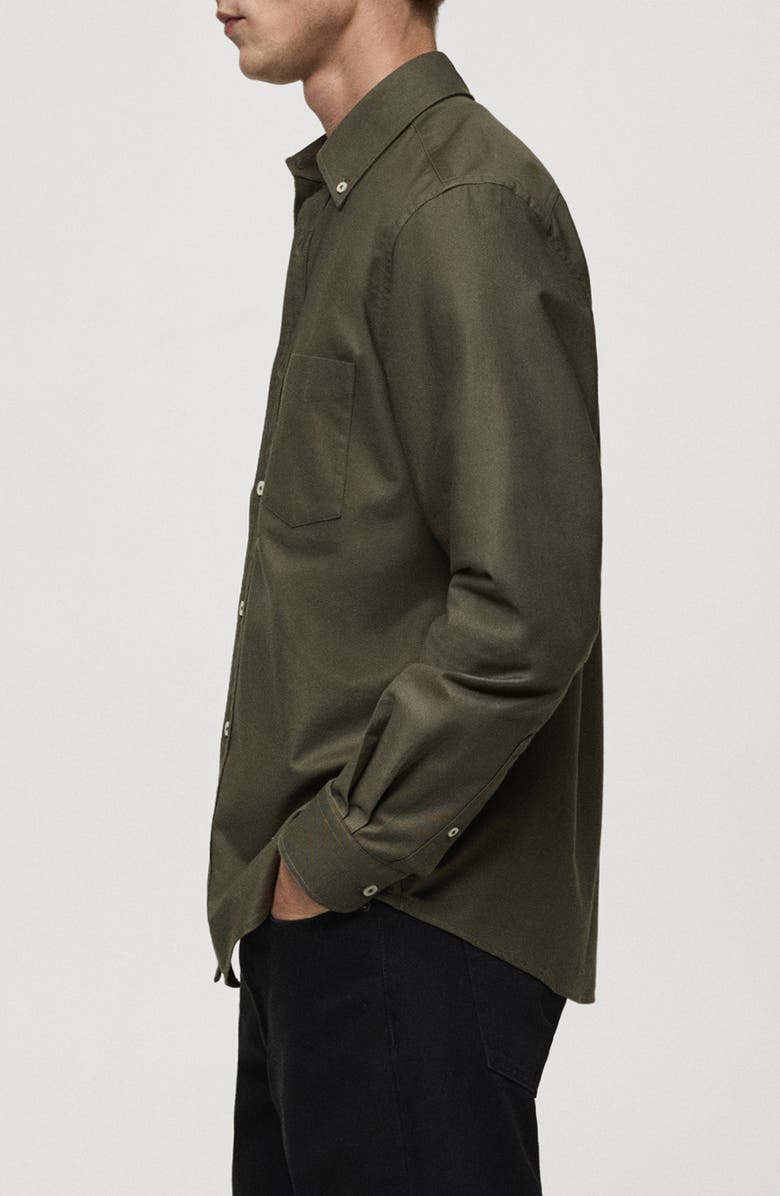 MANGO Cotton Oxford Button-Down Shirt, Alternate, color, Khaki Green