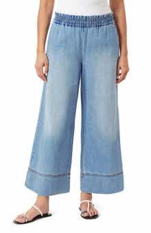 Kensie Drapey Stitch Detail Wide Leg Jeans
