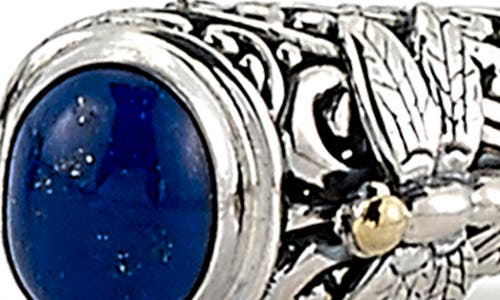 Samuel B. Sterling Silver & 18k Gold Lapis Lazuli Dragonfly Hinged Bracelet In Blue