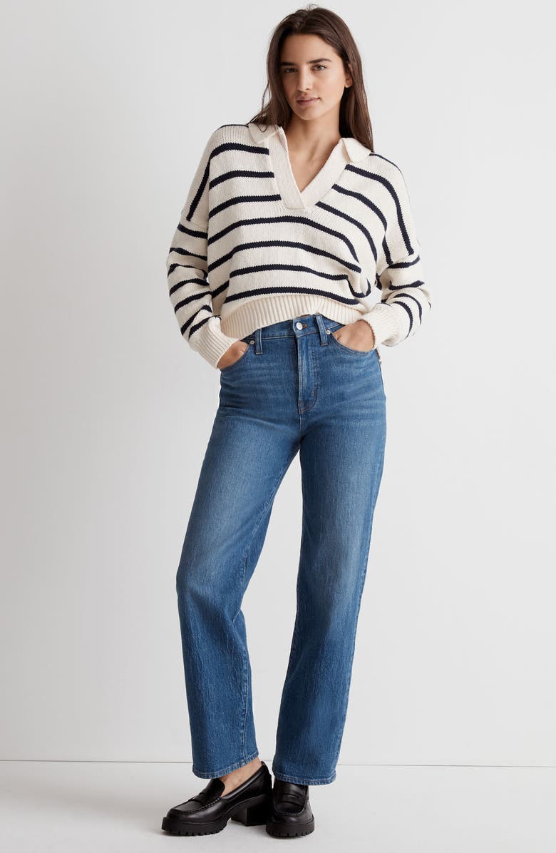 Madewell Dedham Stripe Polo Sweater, Alternate, color, 