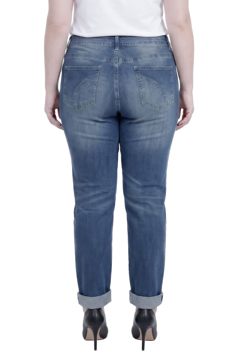 Cuffed High Waist Straight Leg Jeans, Alternate, color, BLAST BLUE