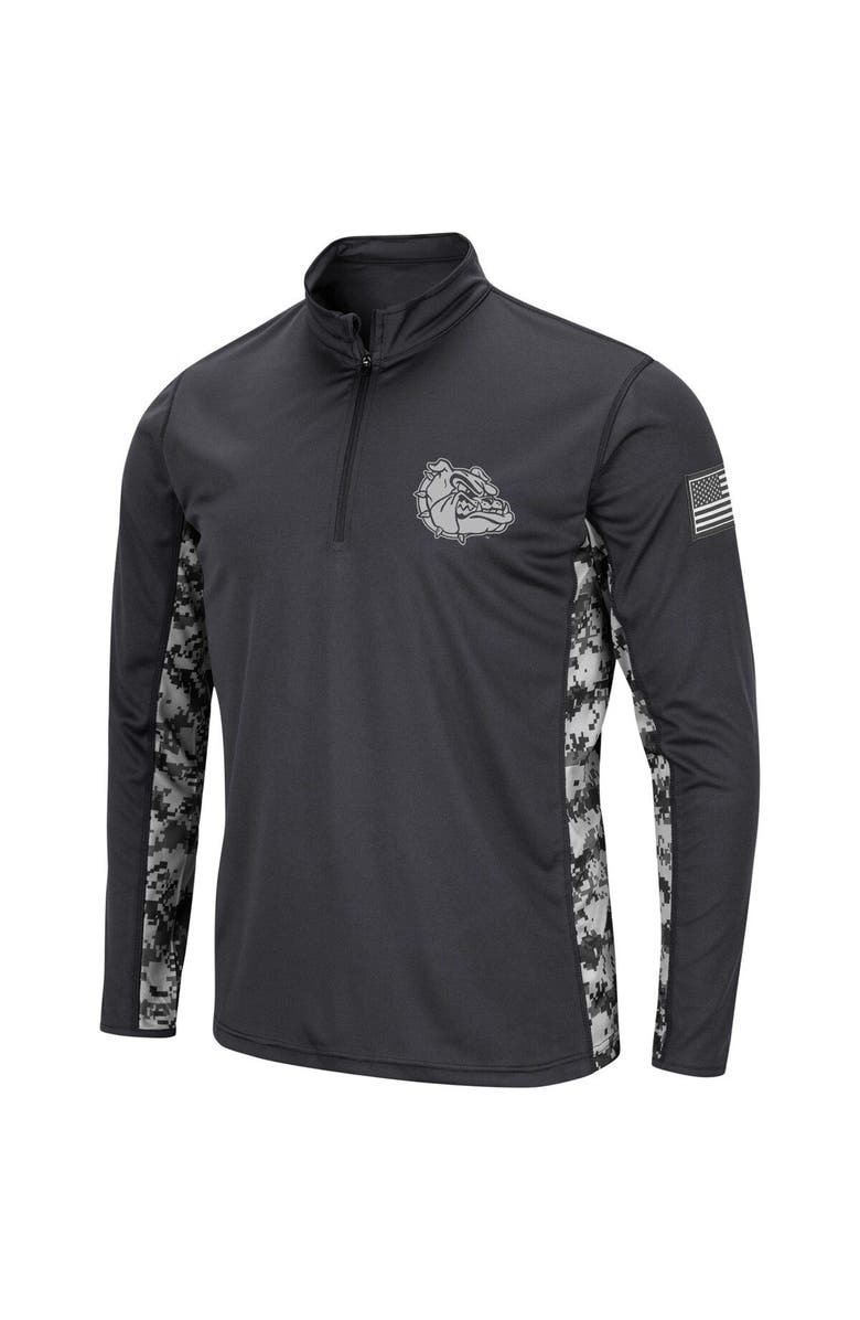 COLOSSEUM Men's Colosseum Charcoal Gonzaga Bulldogs OHT Military Appreciation Rival Digi Camo Quarter-Zip Jacket, Alternate, color, 