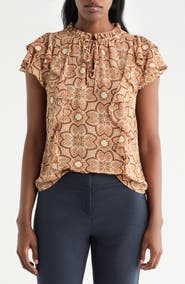 Pleione Ruffle Tie Neck Top