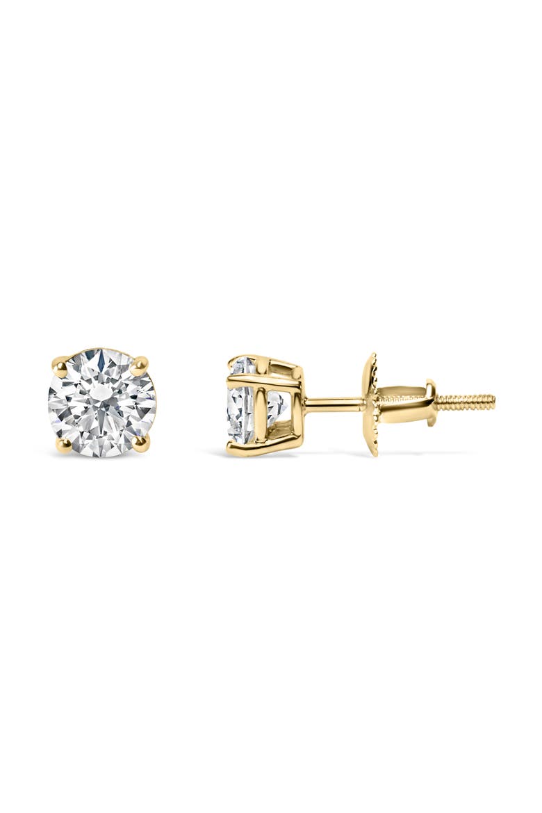 14K Gold 3.0 Cttw Lab Grown Diamond Solitaire Stud Earrings, Alternate, color, Yellow