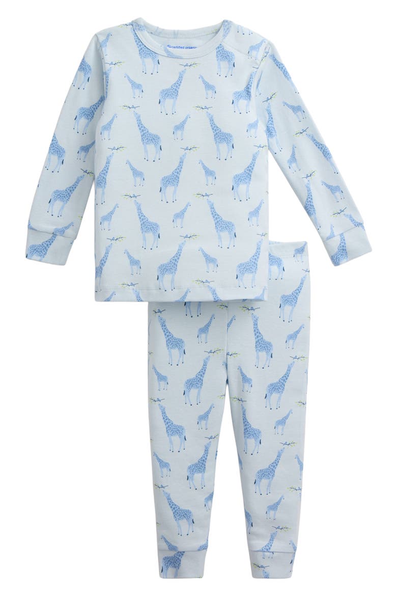 Kids' Jolie Giraffe Two-Piece Fitted Pajamas, Main, color, BLUE