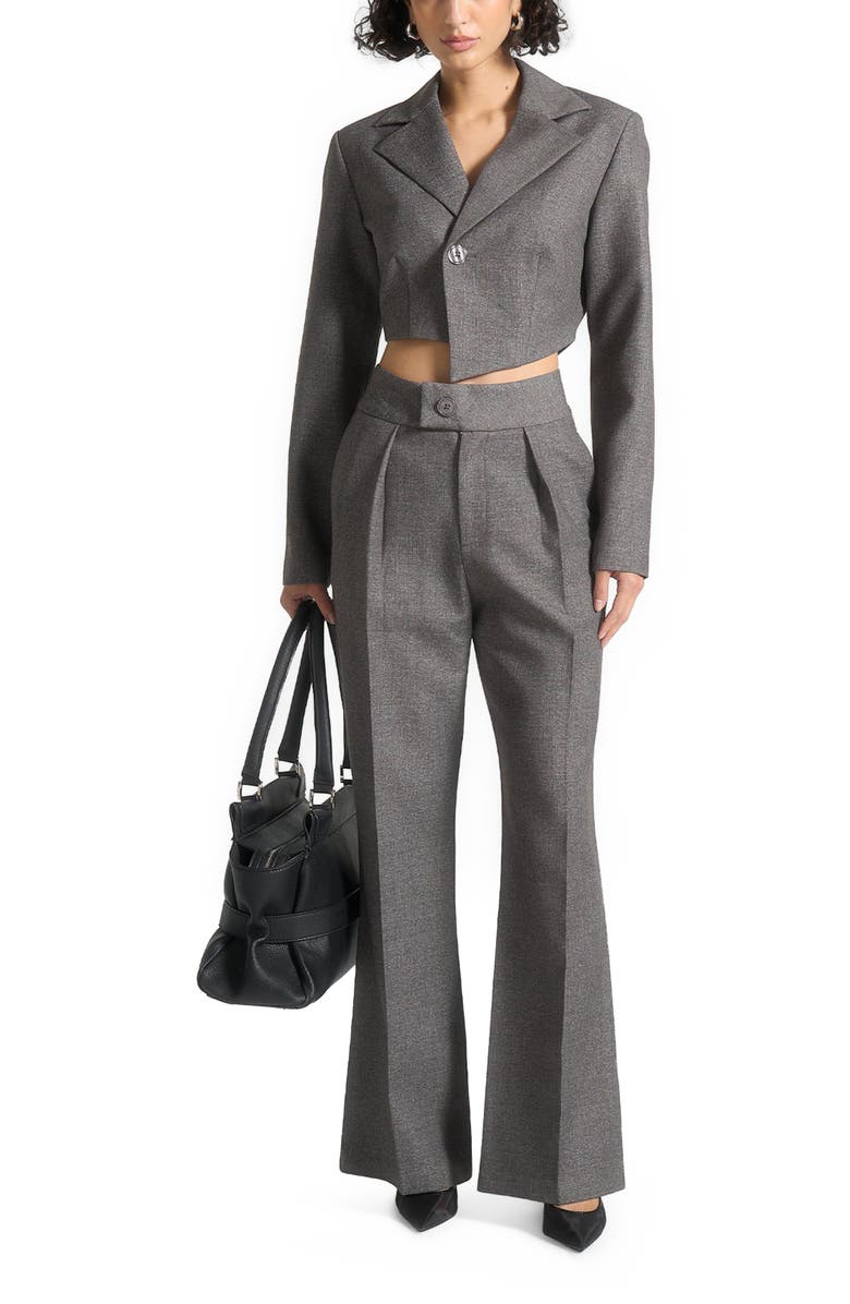 Manière De Voir Elsa High Waisted Tailored Trousers, Alternate, color, Grey Marl