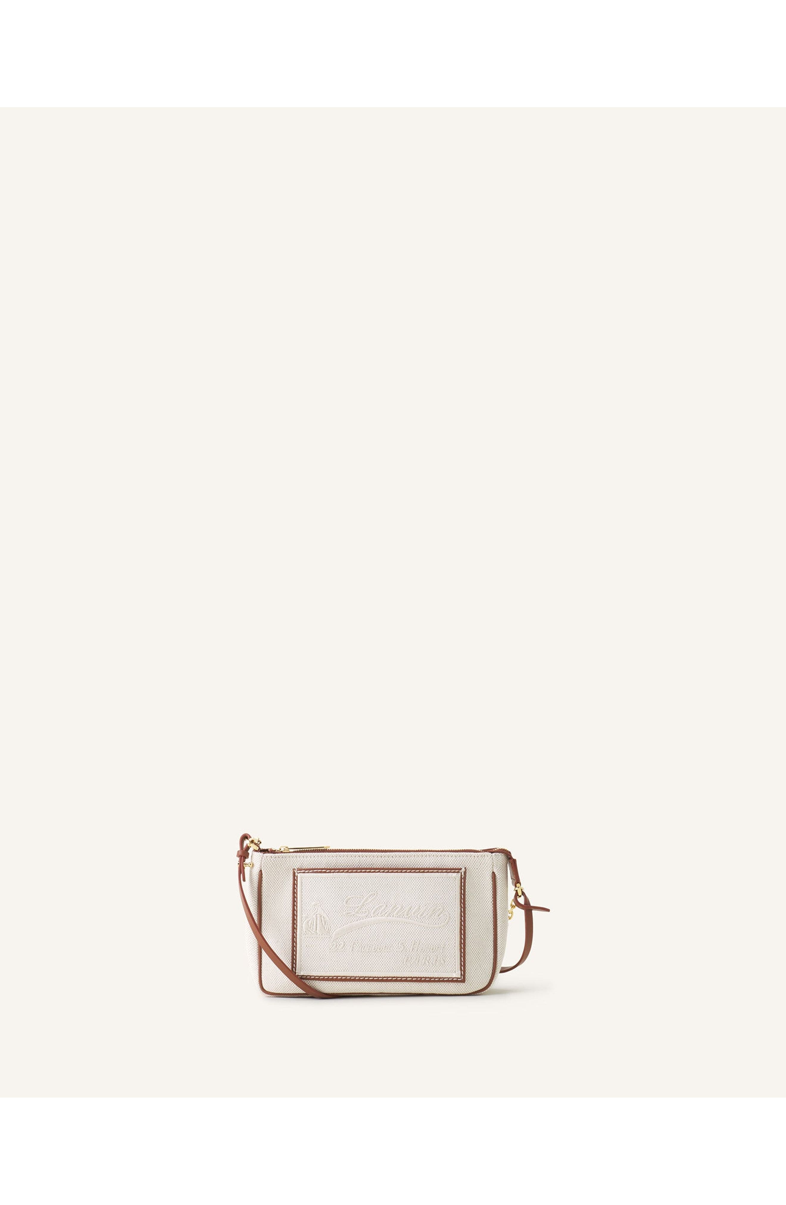 Lanvin Compagnon Small Zipped Sholder Bag In Canvas, Main, color, Ecru/Cognac