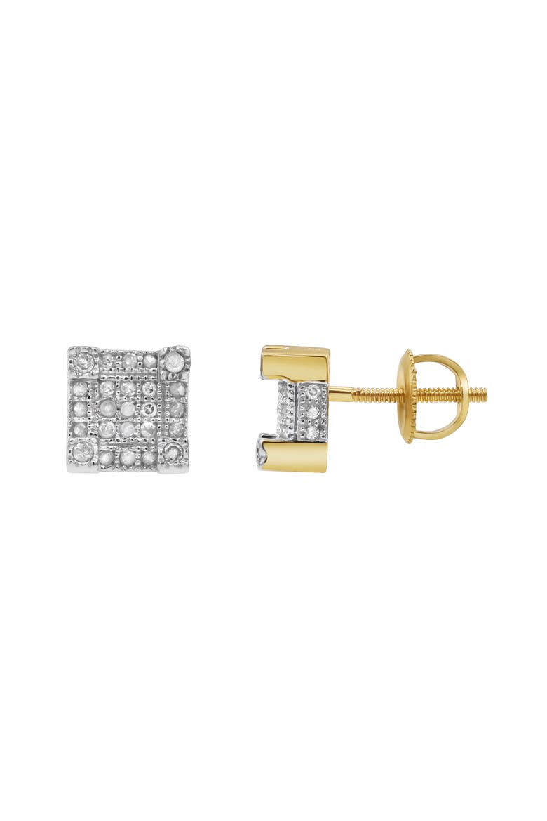 Square 10K Yellow Gold Diamond Stud Earrings - 0.25ct., Alternate, color, 10K Yellow Gold
