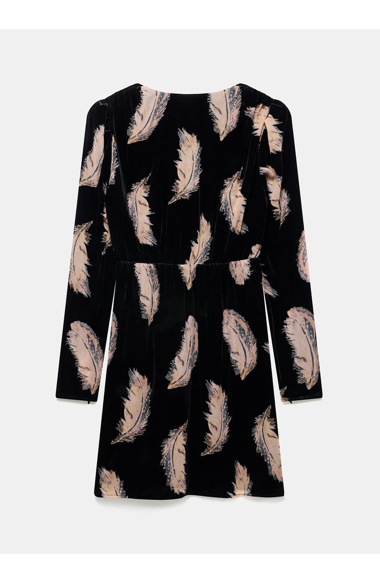 MINT VELVET Velvet Feather Print Mini Dress, Alternate, color, Black