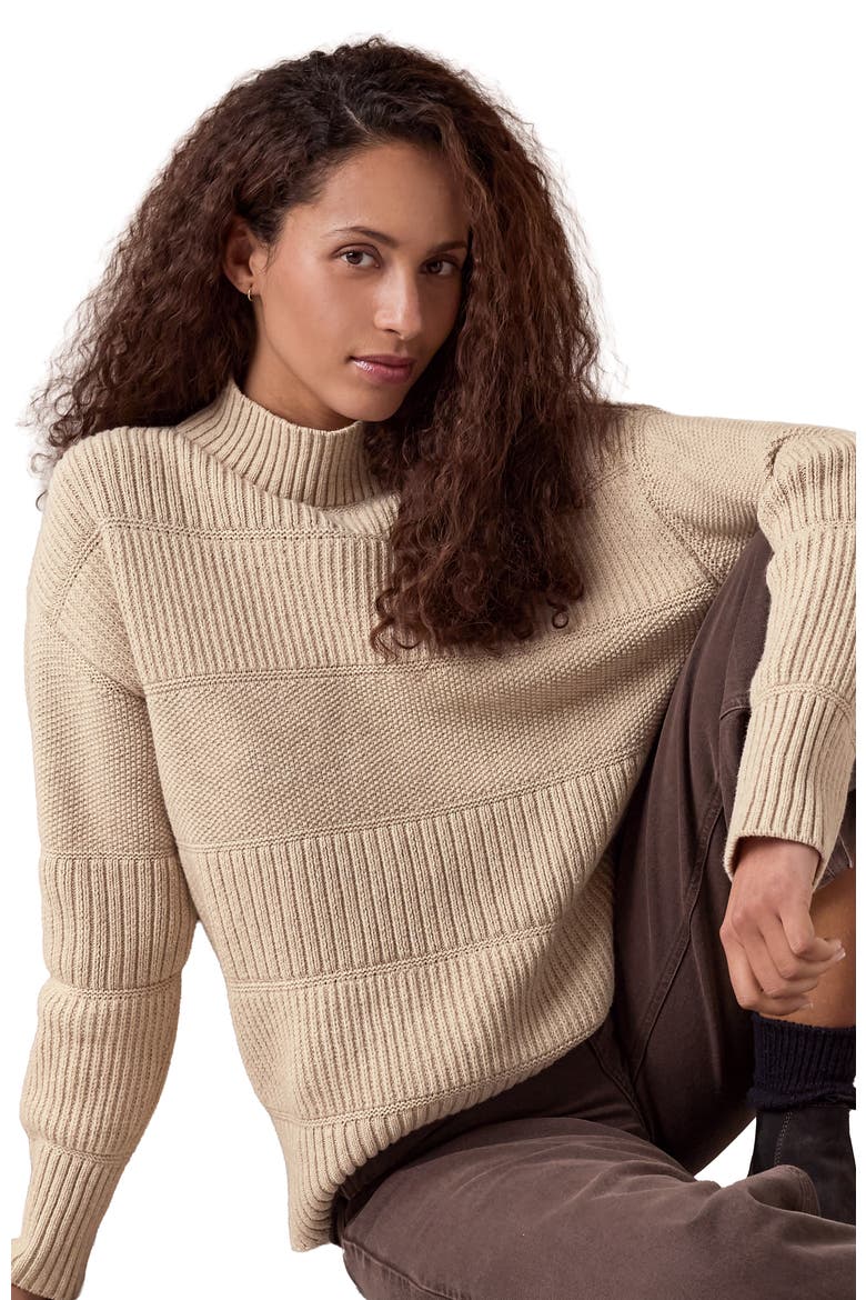 Multi Stitch Funnel Neck Sweater, Alternate, color, Ecru