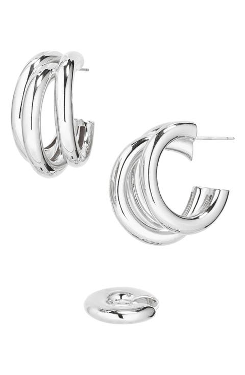 Triple Loop Hoop Earrings & Ear Cuff Set