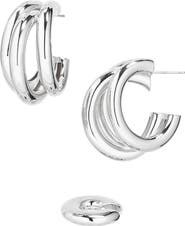 Rabanne Triple Loop Hoop Earrings & Ear Cuff Set