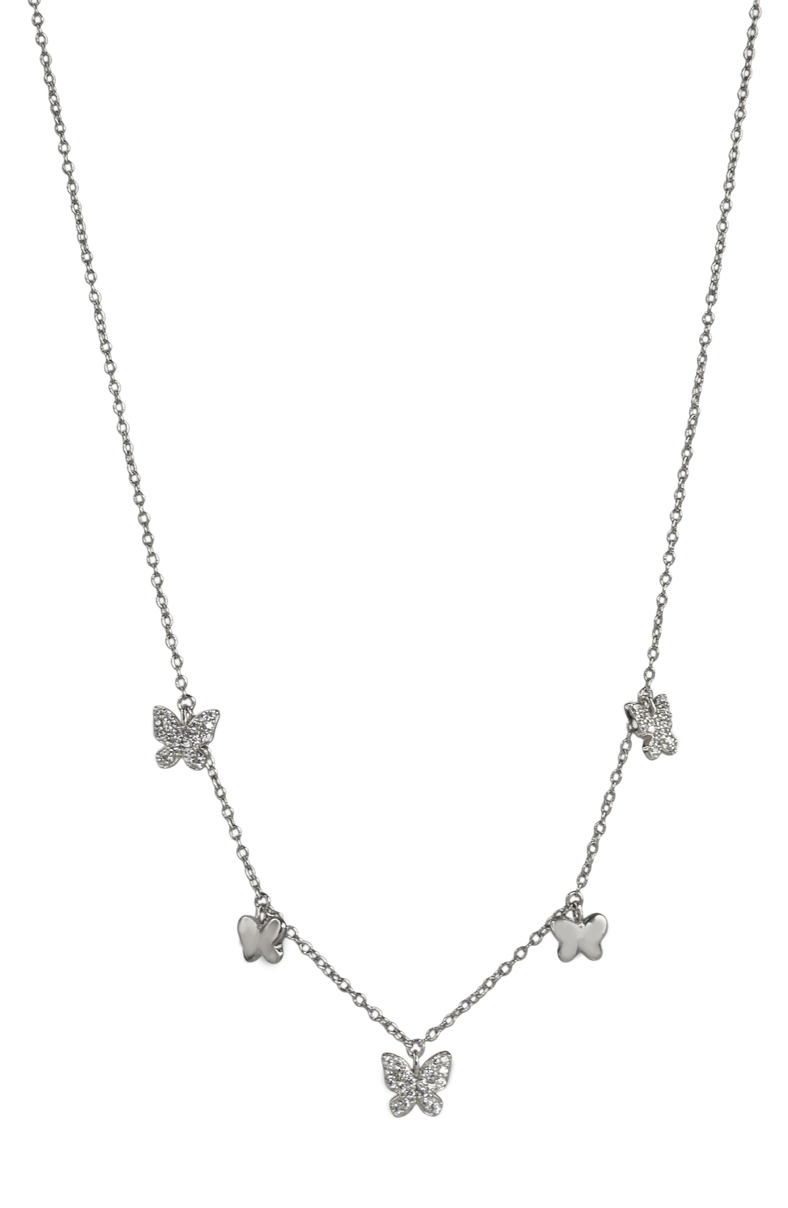 CZ by Kenneth Jay Lane CZ Micro Pavé Station Drop Pendant Necklace