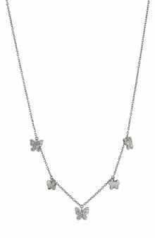 CZ by Kenneth Jay Lane CZ Micro Pavé Station Drop Pendant Necklace