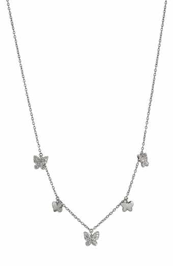 CZ Micro Pavé Station Drop Pendant Necklace