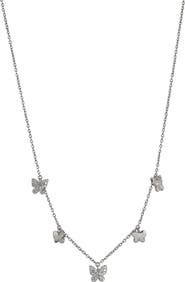 CZ by Kenneth Jay Lane CZ Micro Pavé Station Drop Pendant Necklace