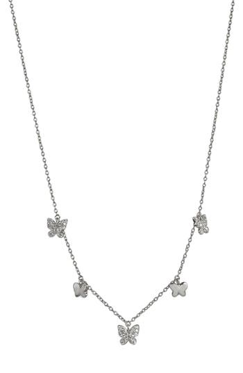 Cz By Kenneth Jay Lane Cz Micro Pavé Station Drop Pendant Necklace In Metallic