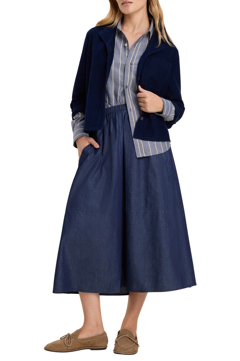 Dobby Striped Button Front Shirt, Alternate, color, INDIGO MULTI