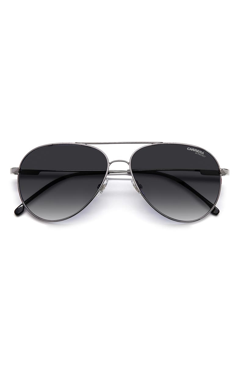 Carrera Eyewear 58mm Aviator Sunglasses, Alternate, color, Ruthenium / Grey Shaded
