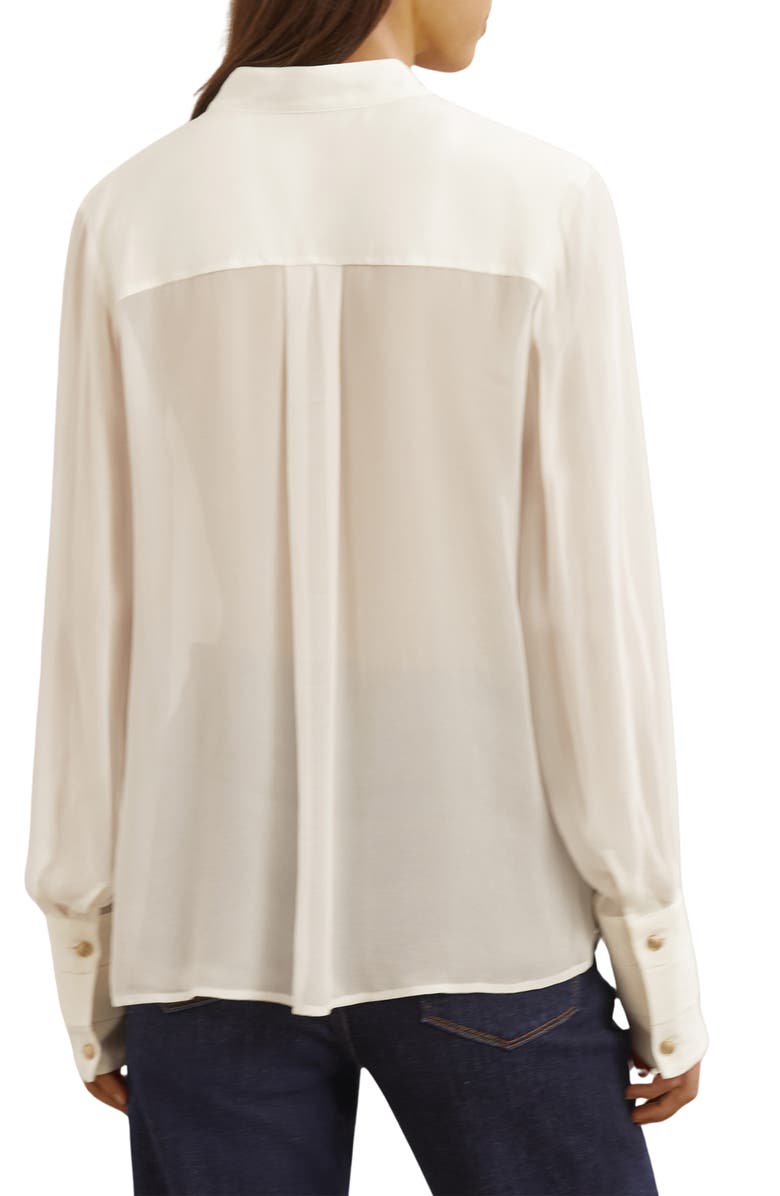 Reiss Miranda Lace & Crepe Button-Up Shirt, Alternate, color, Cream