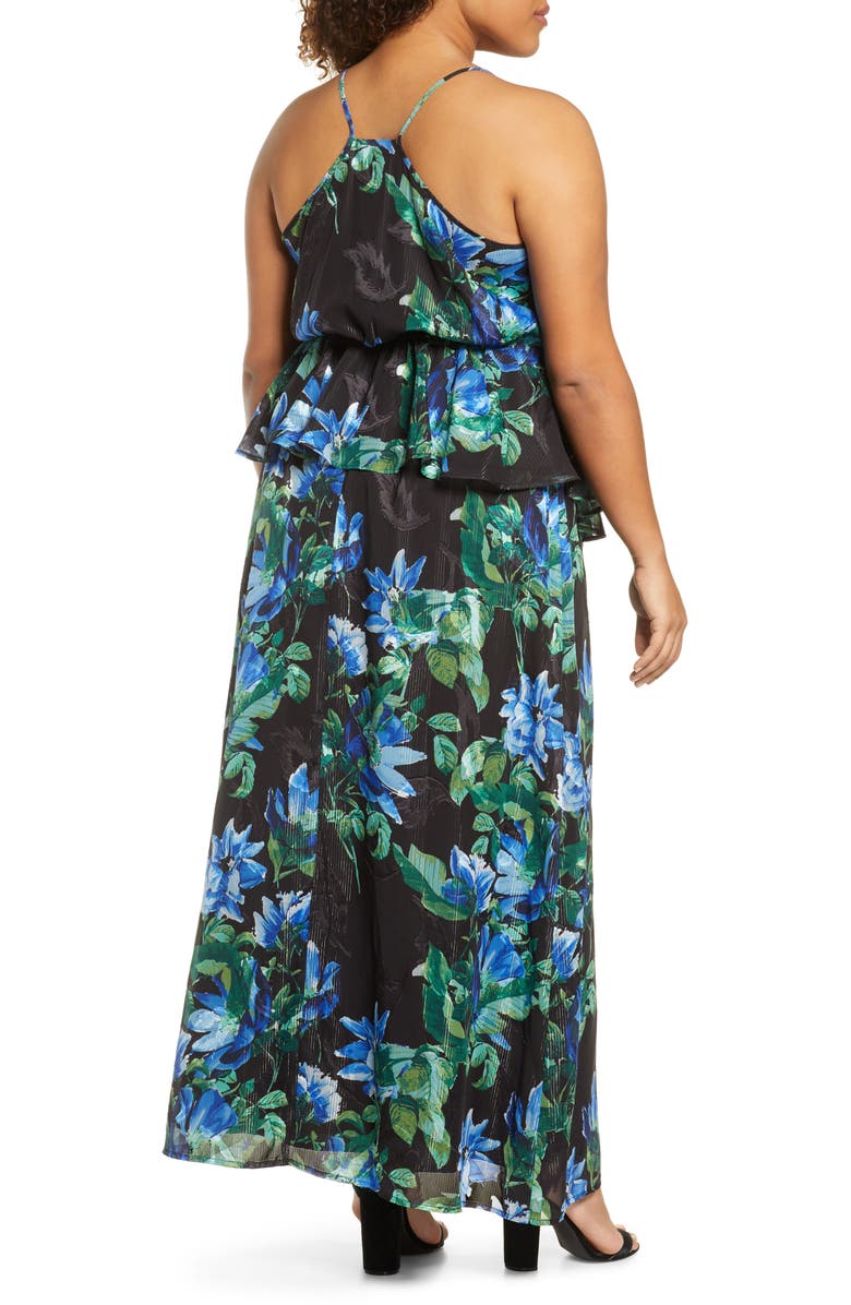 Marée Pour Toi Floral Print Two-Piece Maxi Dress, Alternate, color, 