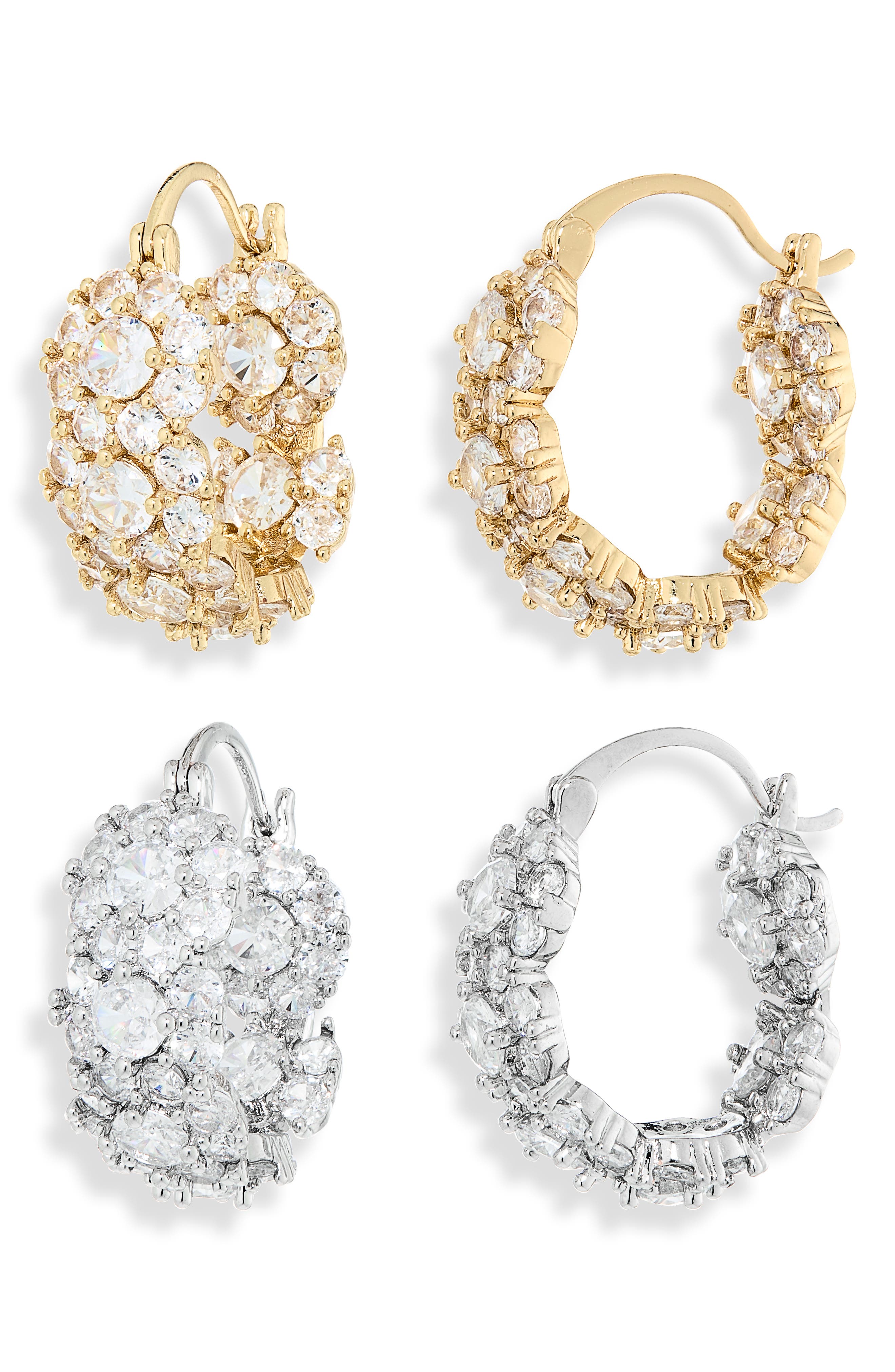 NATASHA Set of 2 Cubic Zirconia Hoop Earrings