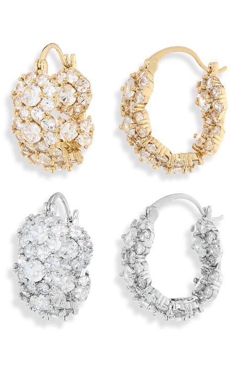 Set of 2 Cubic Zirconia Hoop Earrings
