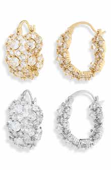 Set of 2 Cubic Zirconia Hoop Earrings