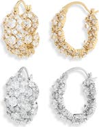 NATASHA Set of 2 Cubic Zirconia Hoop Earrings