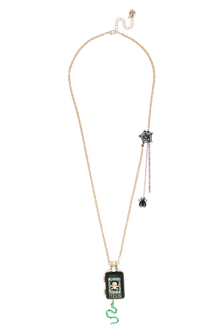 Poison Long Pendant Necklace, Main, color, BLACK