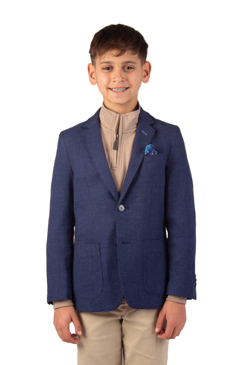 Kids' Textured Slub Sport Coat, Main, color, NAVY