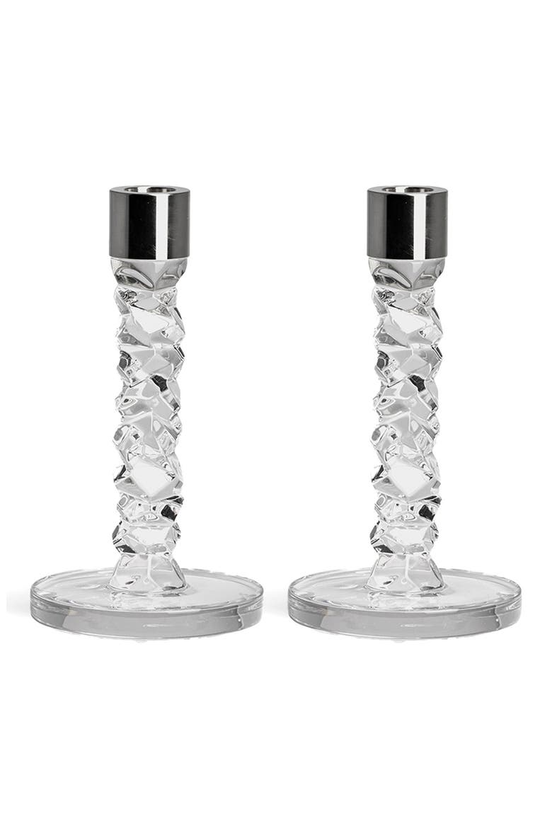 Carat Set of 2 Crystal Candlesticks, Alternate, color, NO COLOR
