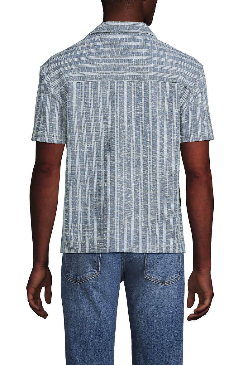 Short Sleeve Textured Jacquard Camp Collar Shirt - Set Top, Alternate, color, Serene Blue Stripe