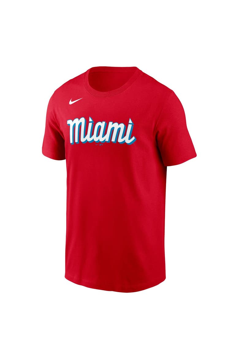 Men's Nike Sandy Alcantara Red Miami Marlins City Connect Name & Number T-Shirt, Alternate, color, Red