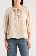 Renee C Tie Keyhole Puff Sleeve Top