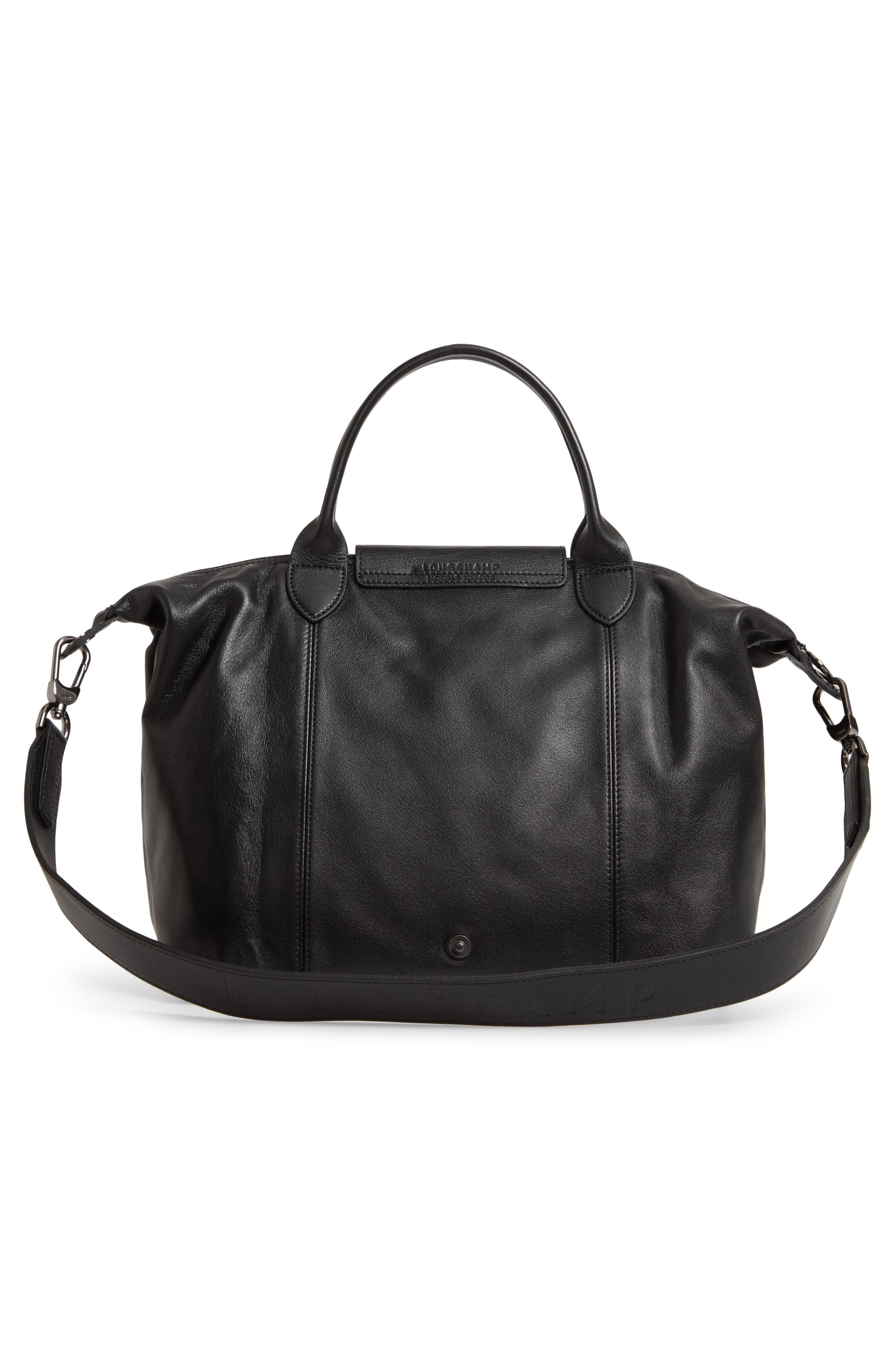 Longchamp Medium Le Pliage Cuir Leather Top Handle Tote, Alternate, color, 