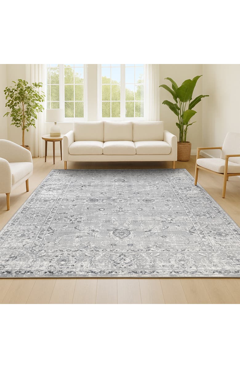 JONATHAN Y Modern Persian Vintage Area Rug, Alternate, color, Light Grey
