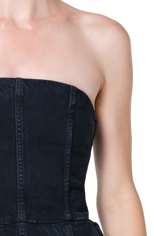Agolde Agyness Strapless Wide Leg Denim Jumpsuit
