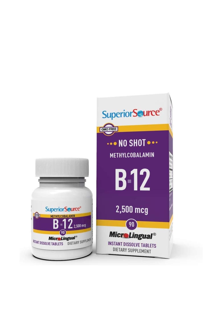 No Shot Vitamin B12 Methylcobalamin MicroLingual Tablets White, Main, color, White