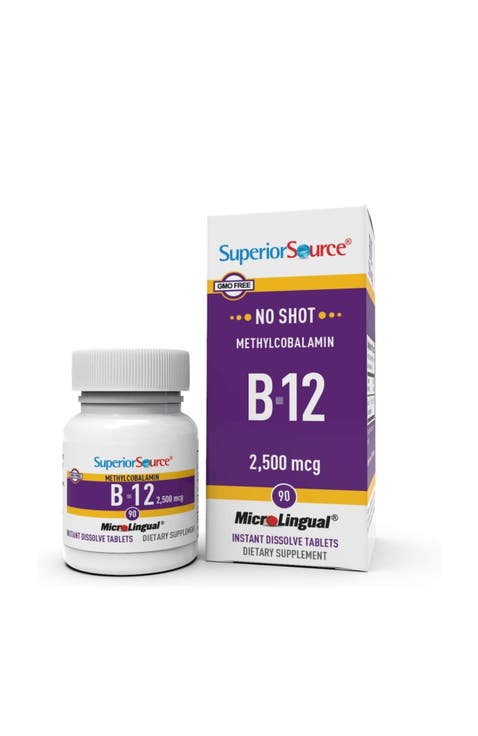 No Shot Vitamin B12 Methylcobalamin MicroLingual Tablets White